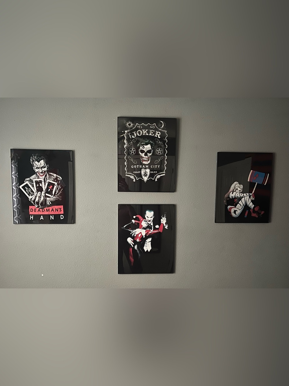 Joker & Harley Quinn Framed Wall Art Collection – Four-Piece 16×20 Set